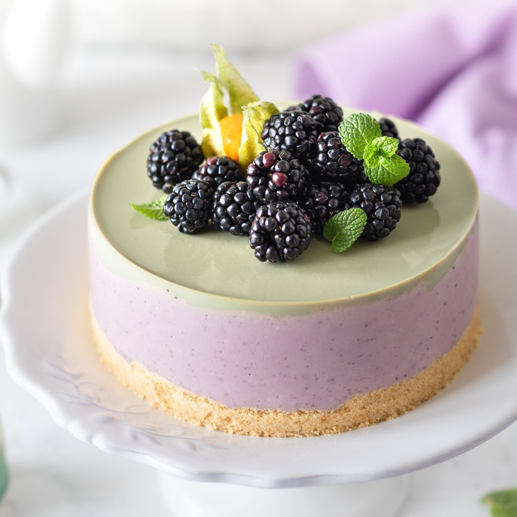 Пирог с муссом и ягодами черники