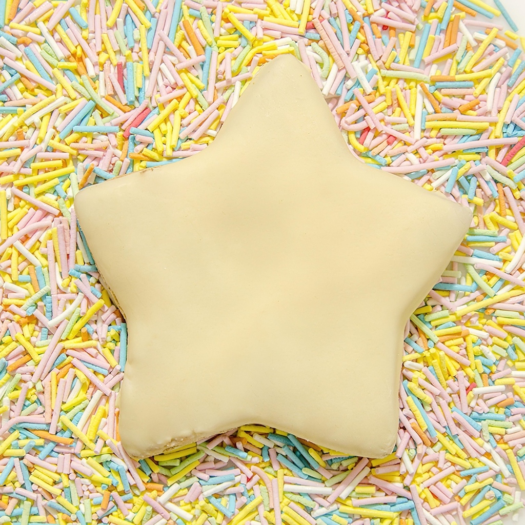 Имбирный пряник в форме звезды с сахарной посыпкой