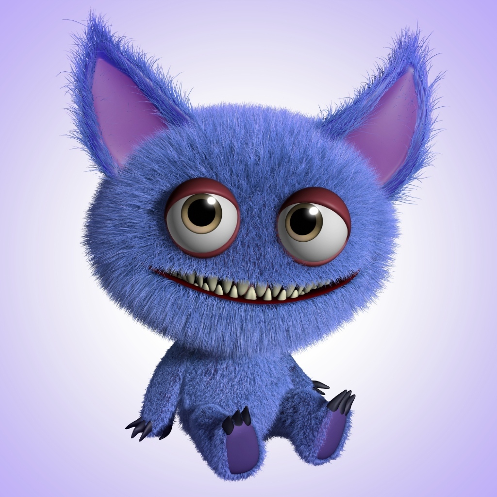 Мохнатый синий монстр с большими ушами