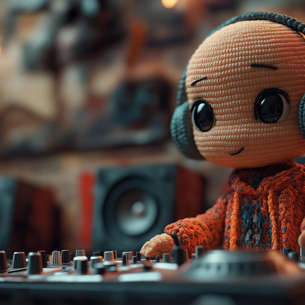 Вязаный диджей за пультом