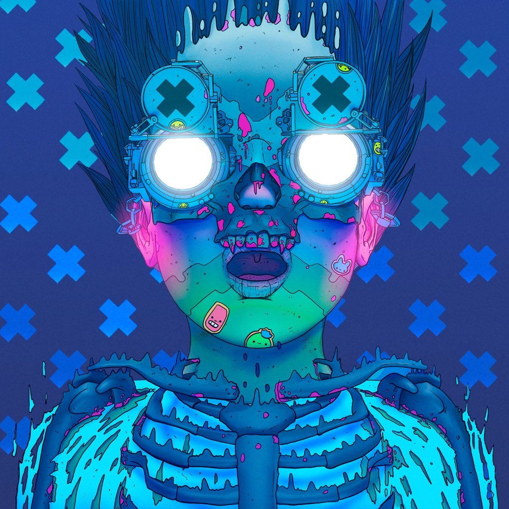 Человек с очками на синем фоне