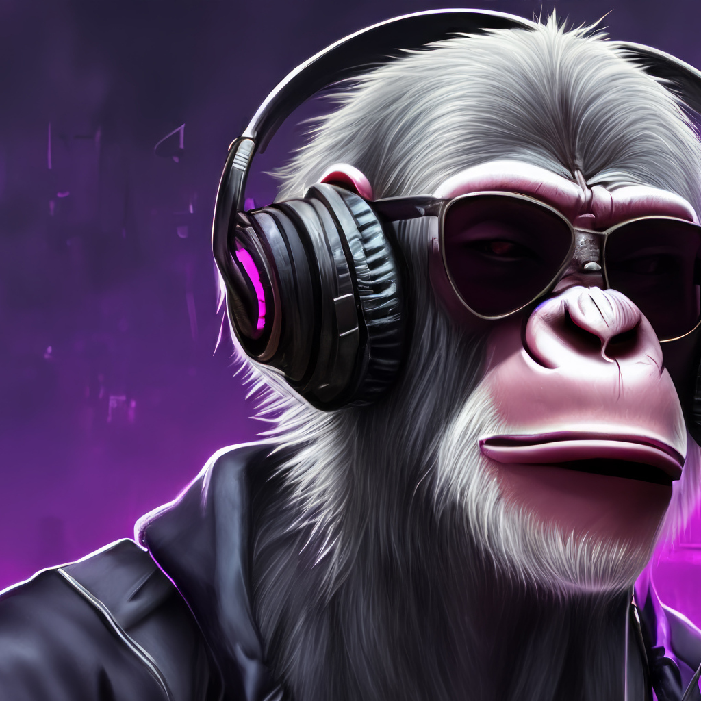 Обезьяна в очках и наушниках