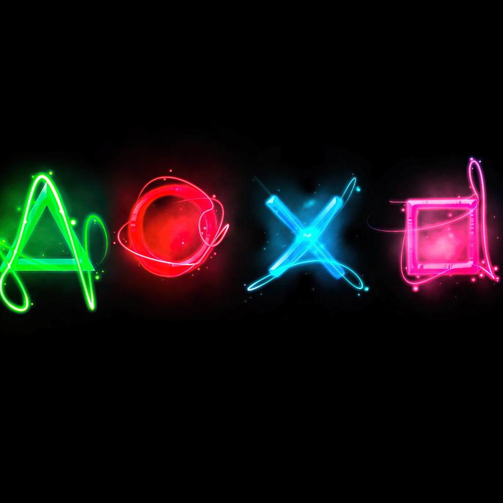Символы игровой приставки playstation на черном фоне