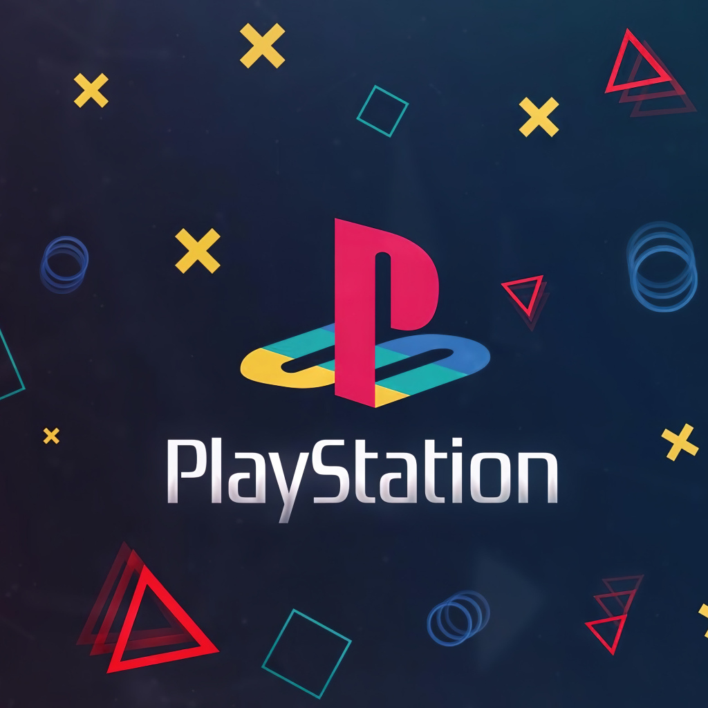 Логотип playstation с символами на черном фоне