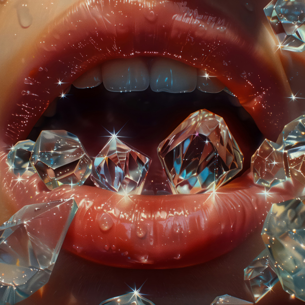 Женские губы с бриллиантами
