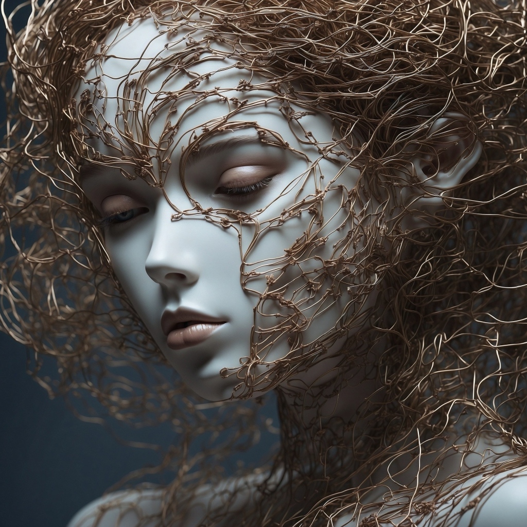 Девушка 3д покрыта сетями