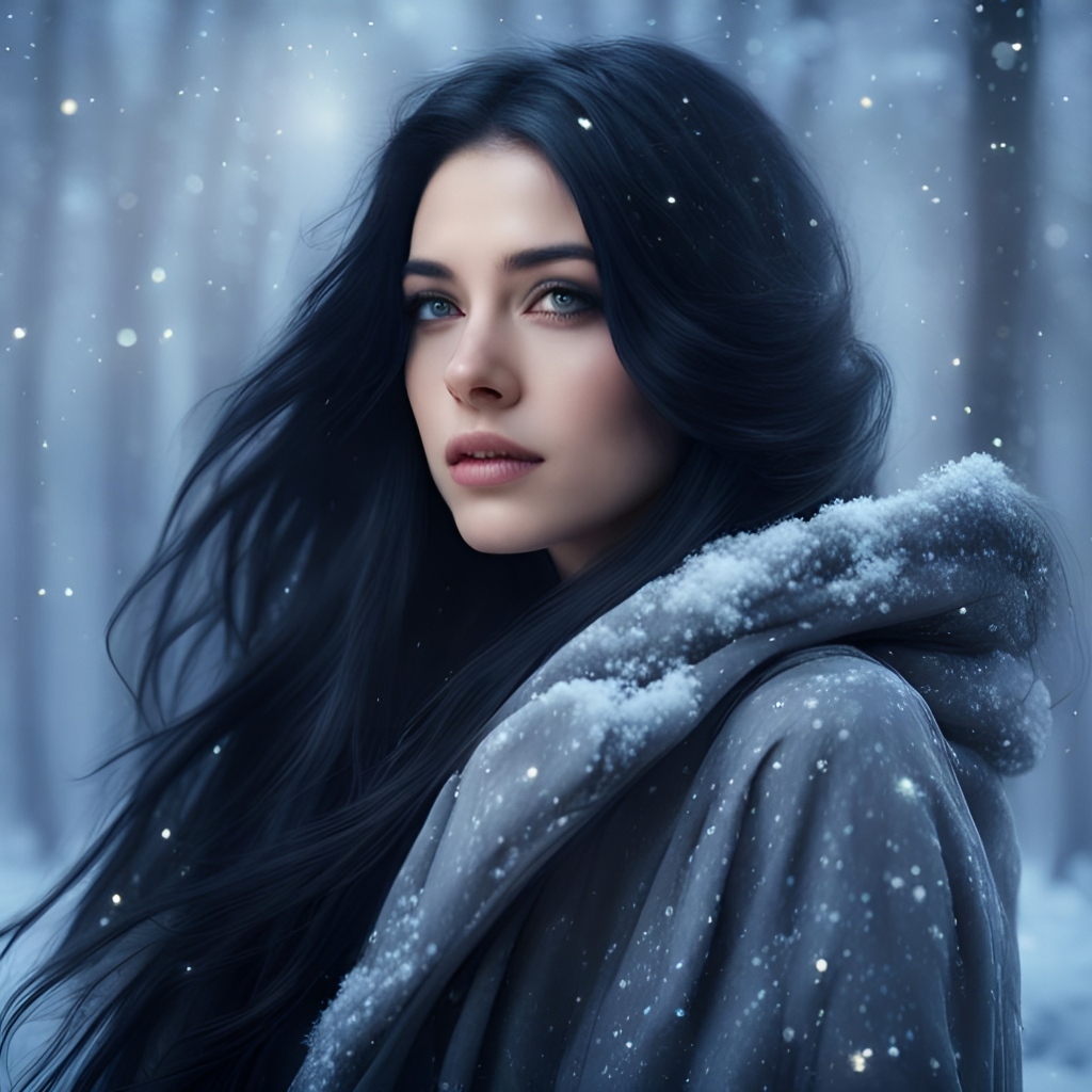 Красивая темноволосая девушка в лесу