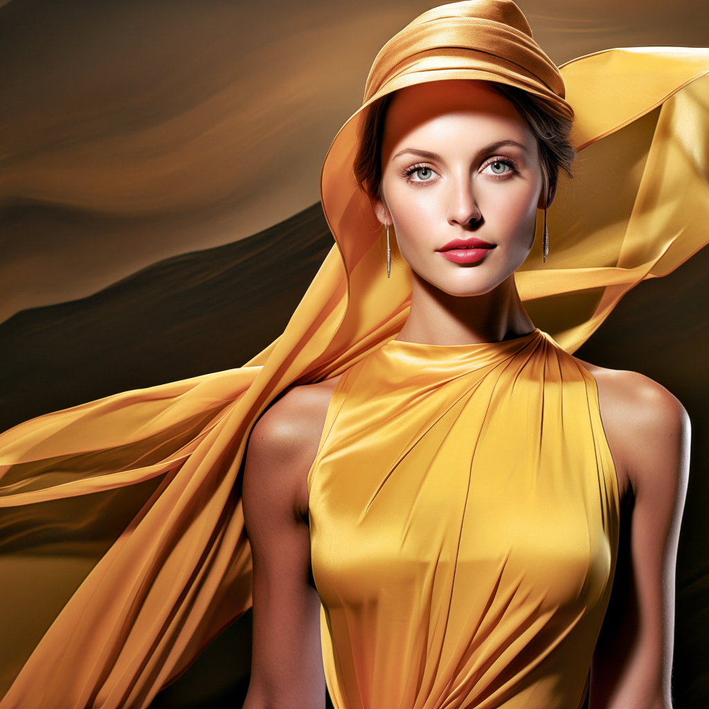 Красивая девушка в золотистом платье