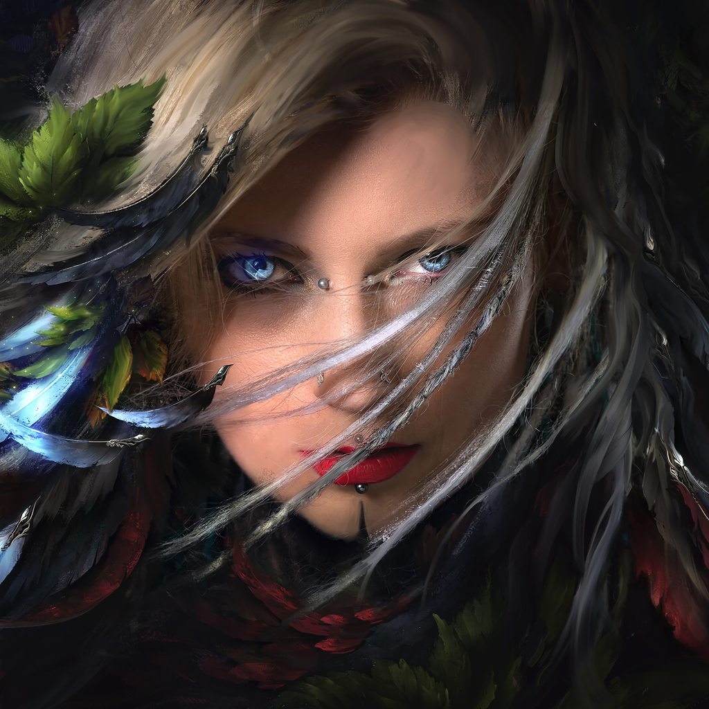 Красивая девушка со светящимися голубыми глазами