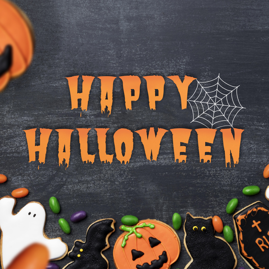 Поздравление на праздник Хэллоуин с надписью