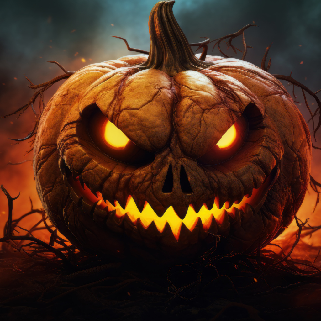 Яростная тыква демон на Хэллоуин
