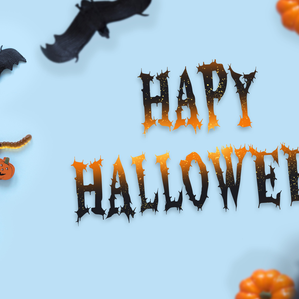 Баннер на Хэллоуин на голубом фоне