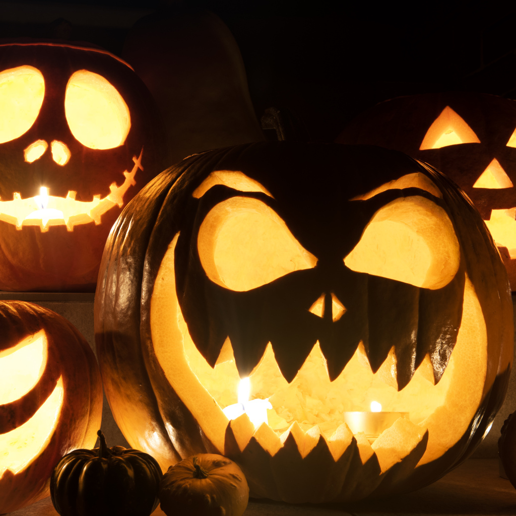 Жуткие тыквы фонари на праздник Хэллоуин