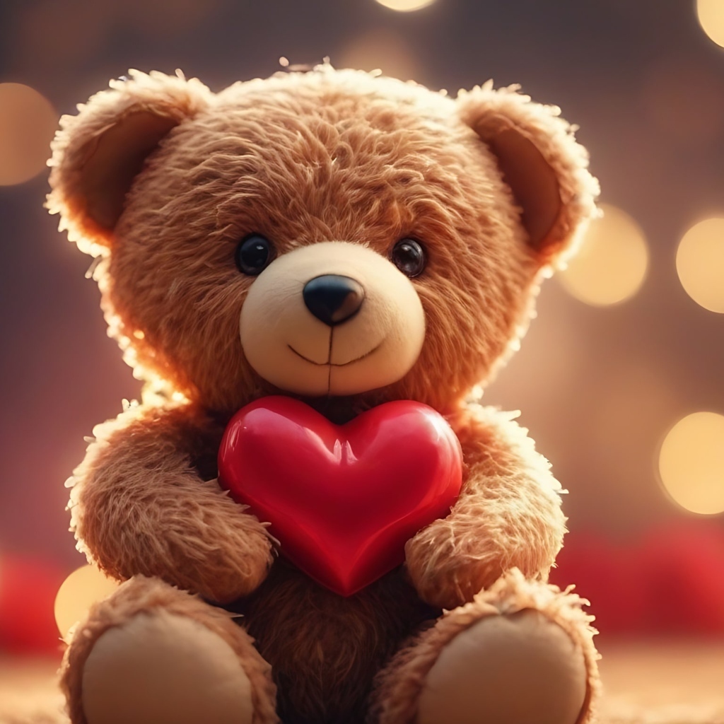 Милый игрушечный медвежонок с красным сердцем