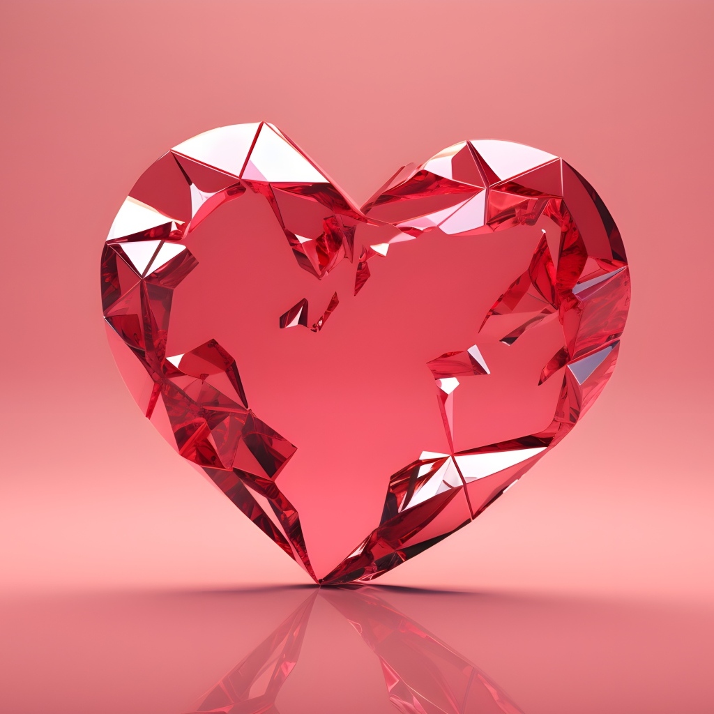 Стеклянное разбитое сердце на розовом фоне