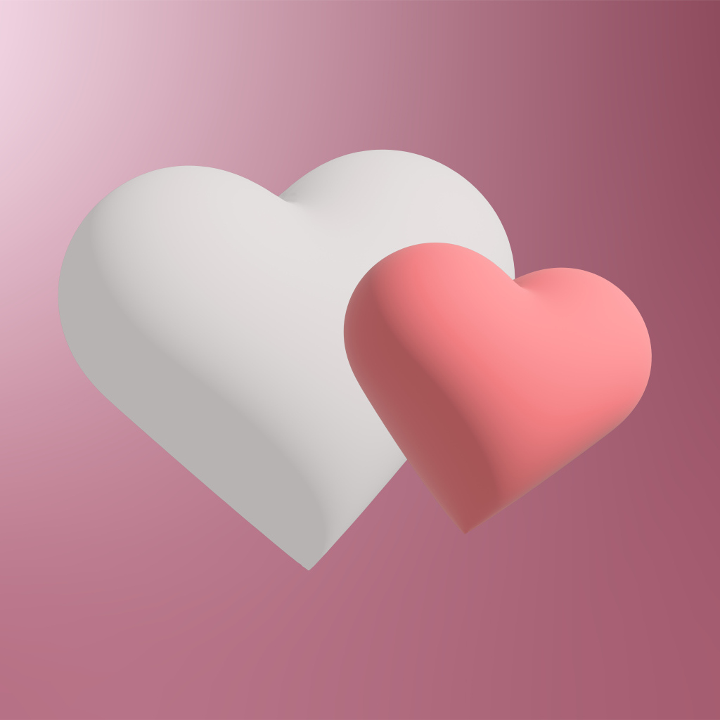Белое и розовое сердце на розовом фоне