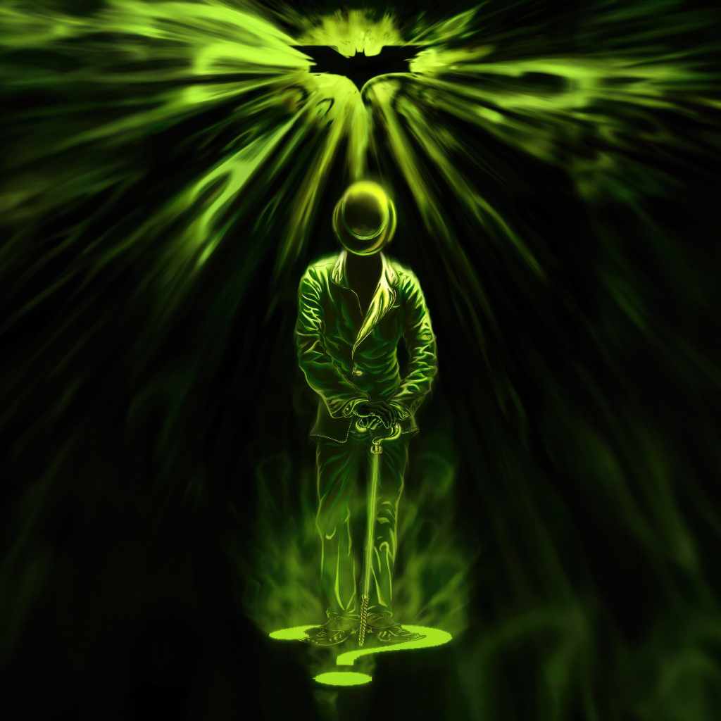 Мужчина в цилиндре с тростью в зеленом дыму