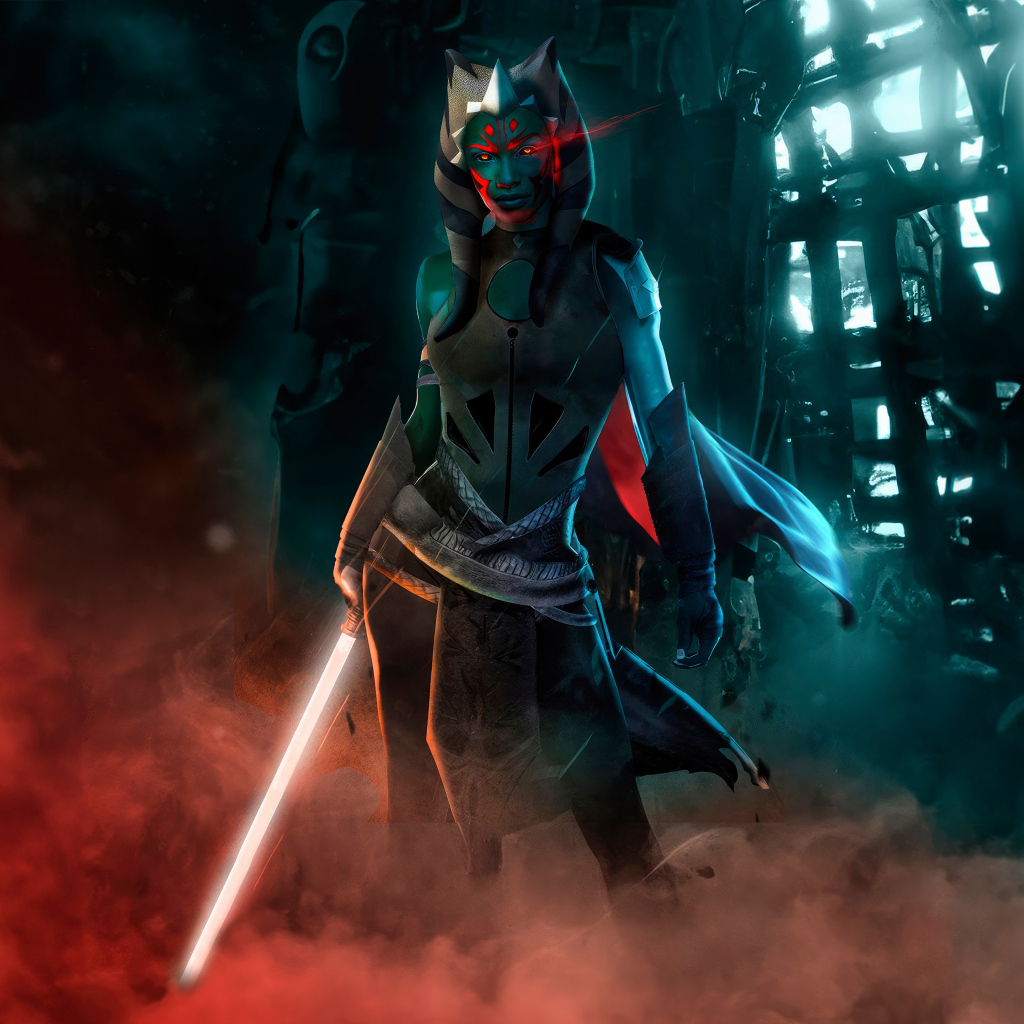 Персонаж Асока с лазерным мечом