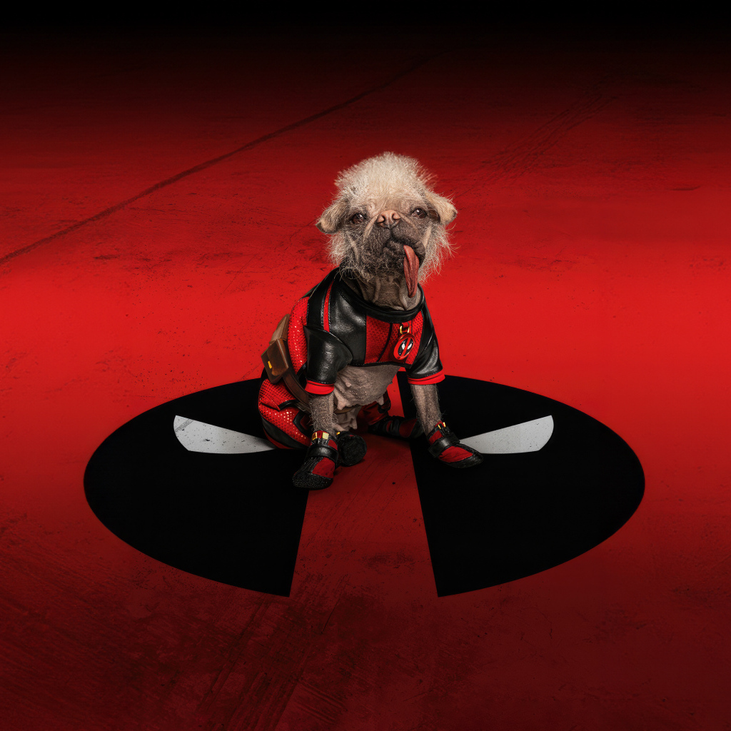 Собака на красном фоне фильм Дэдпул и Росомаха 2024