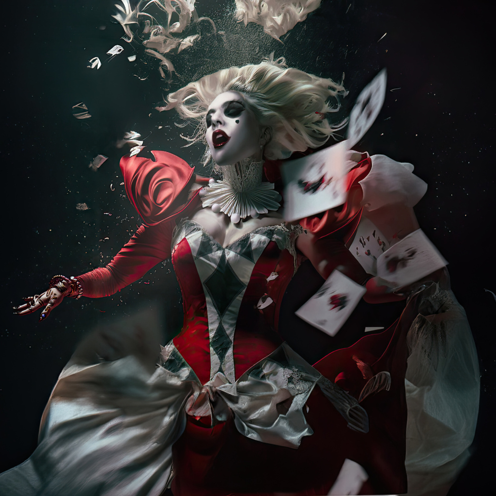 Персонаж Харли Квинн с картами в новом фильме Джокер: Безумие на двоих, 2024