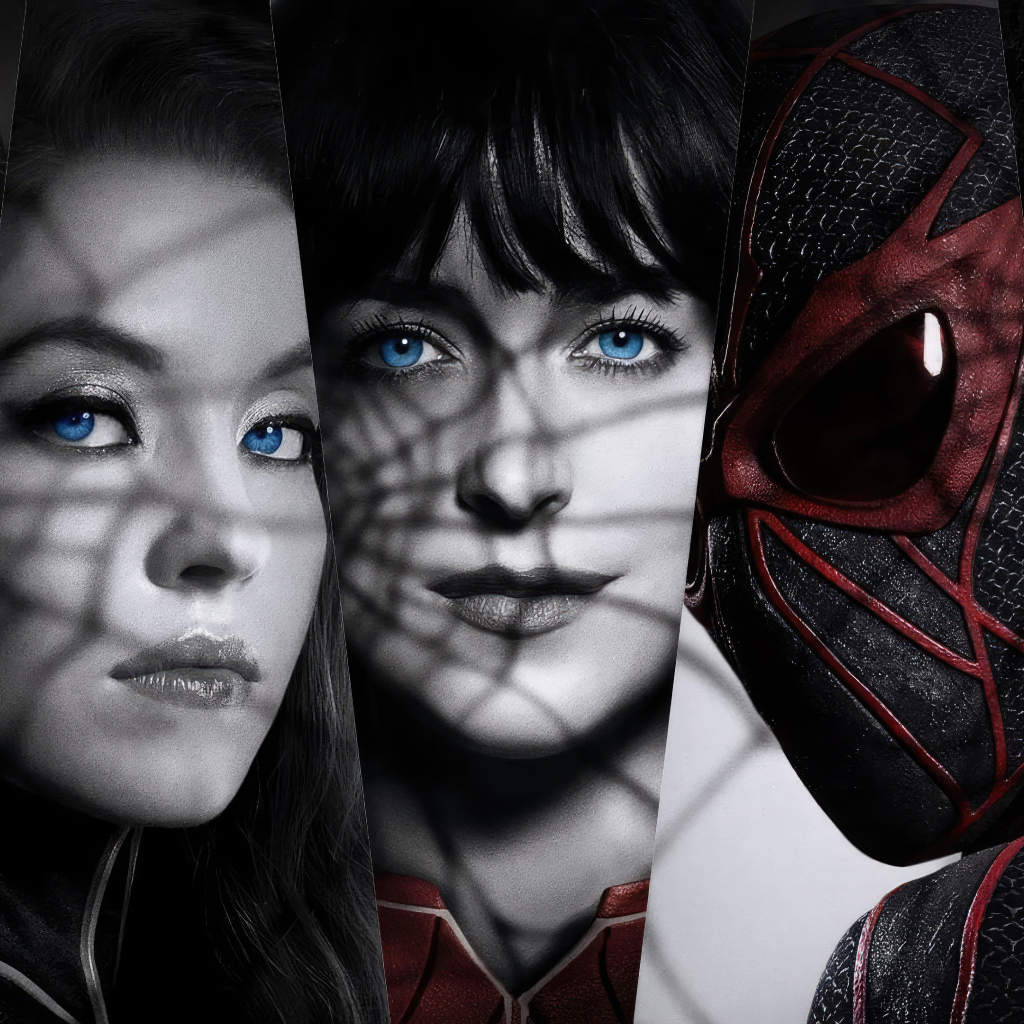 Постер с главными героями фильма Мадам Паутина