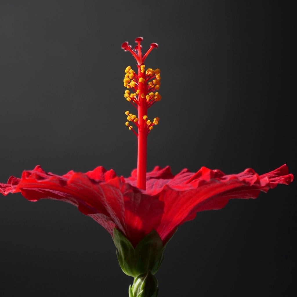 Красный гибискус на сером фоне