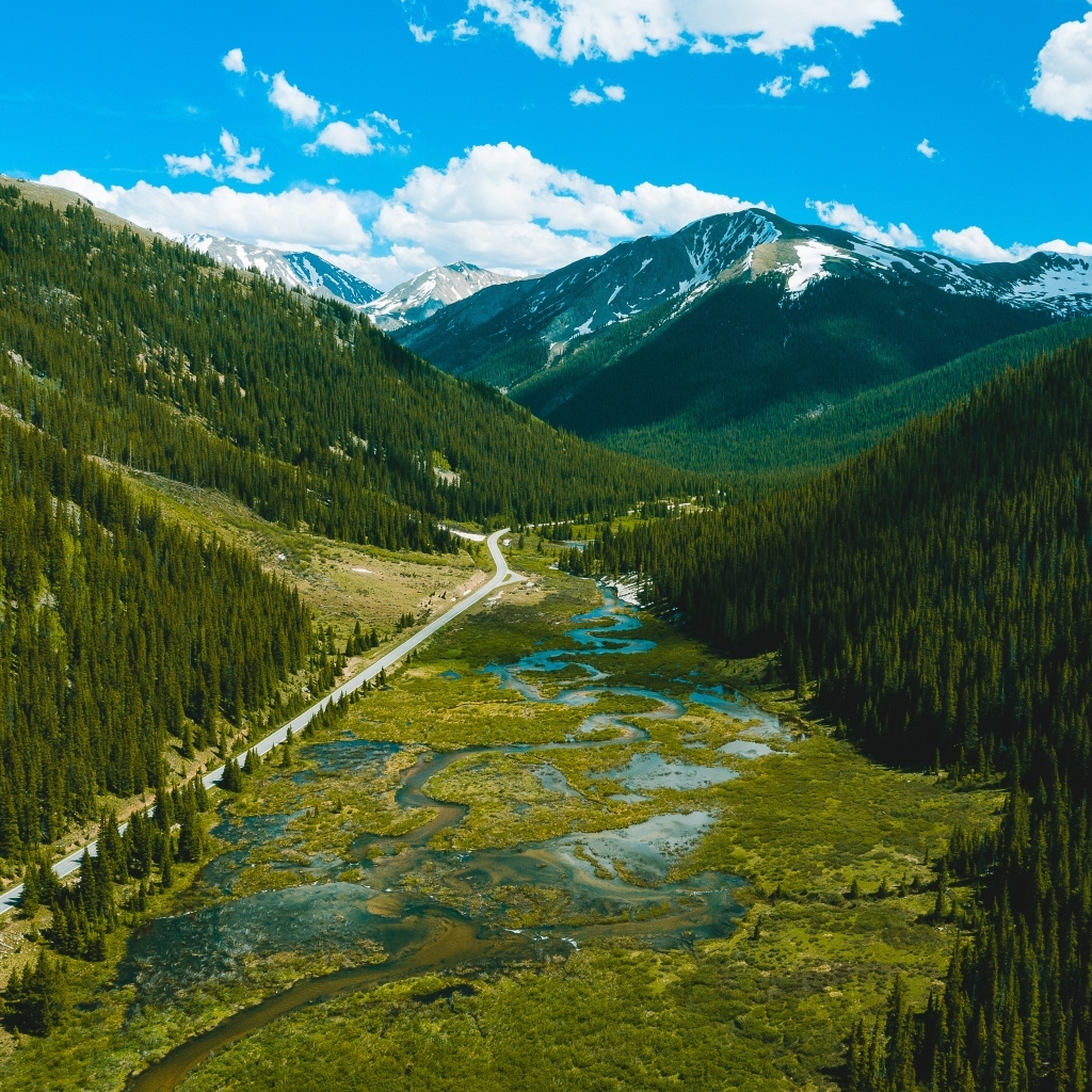 Красивый вид на реку и покрытые зеленью горы