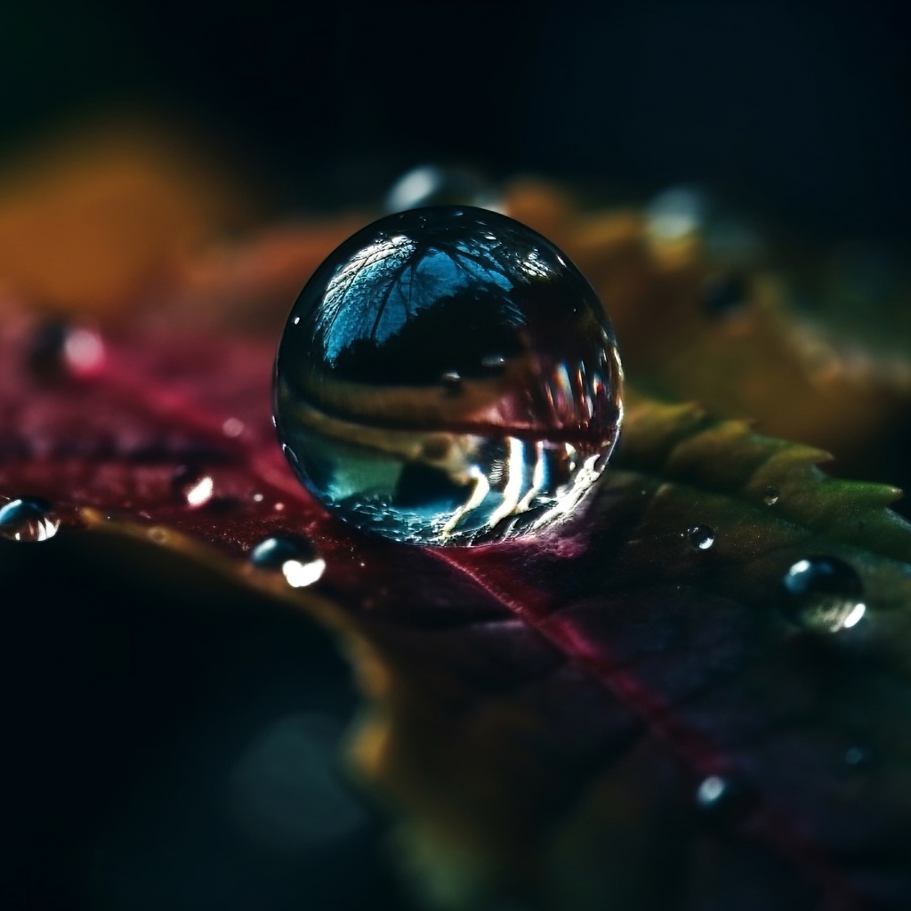 Капля воды на зеленом листе крупным планом