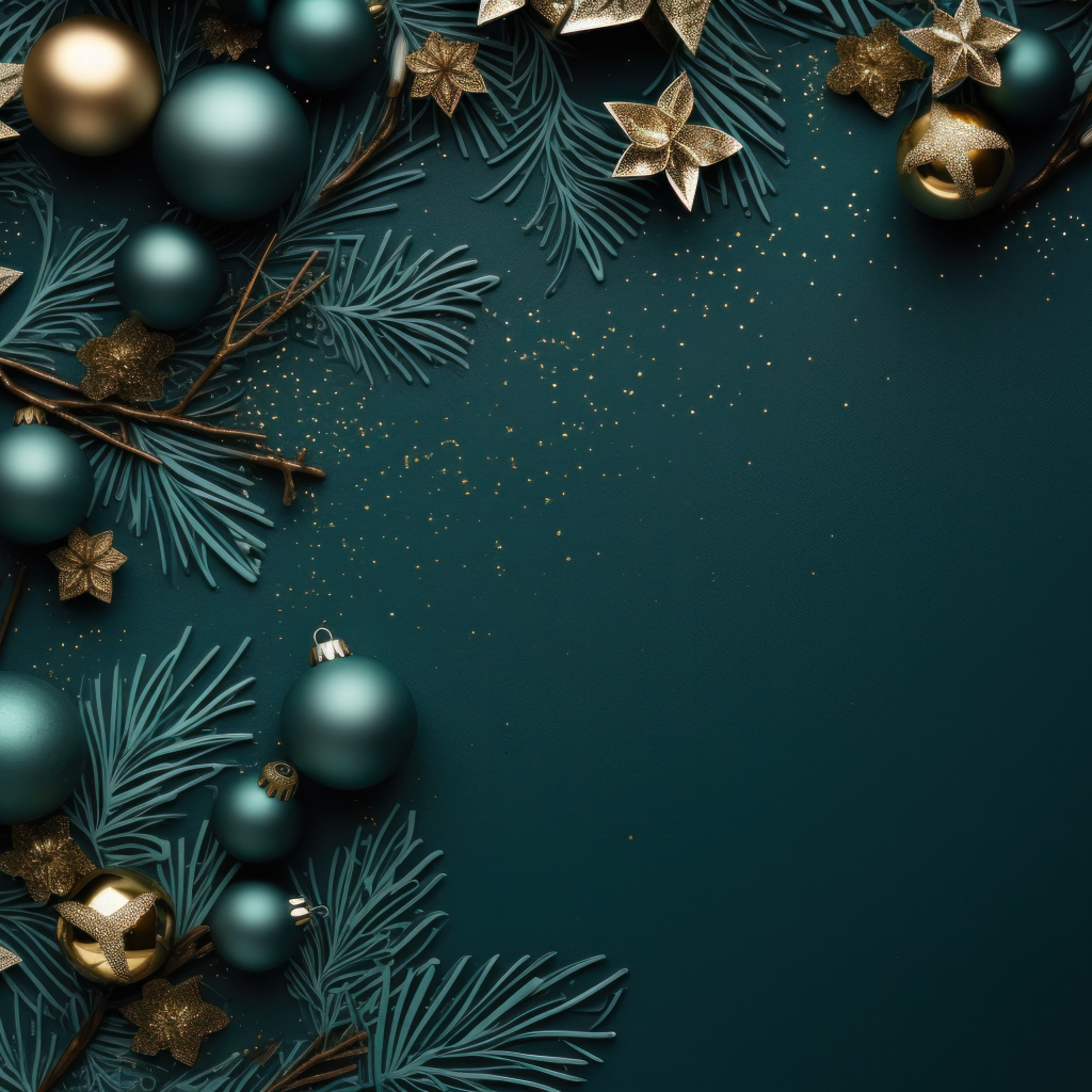 Красивый зеленый шаблон для новогодней открытки