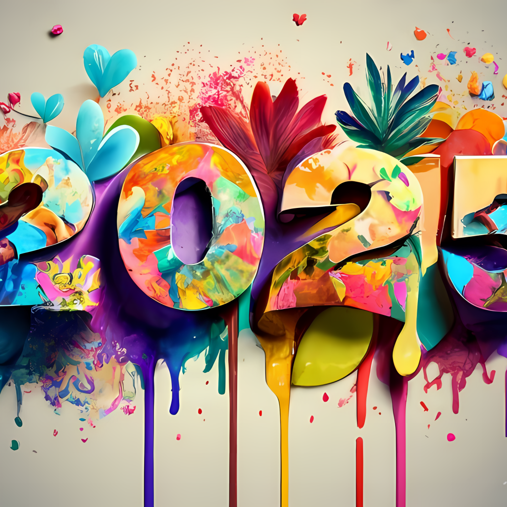 Яркая красочная надпись на новый год 2025