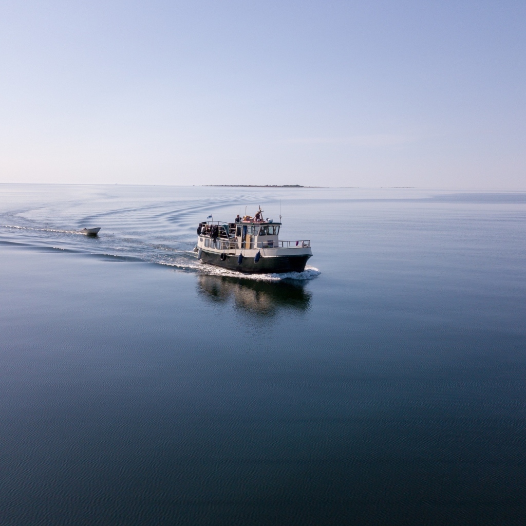 Рыбацкое судно плывет по морю