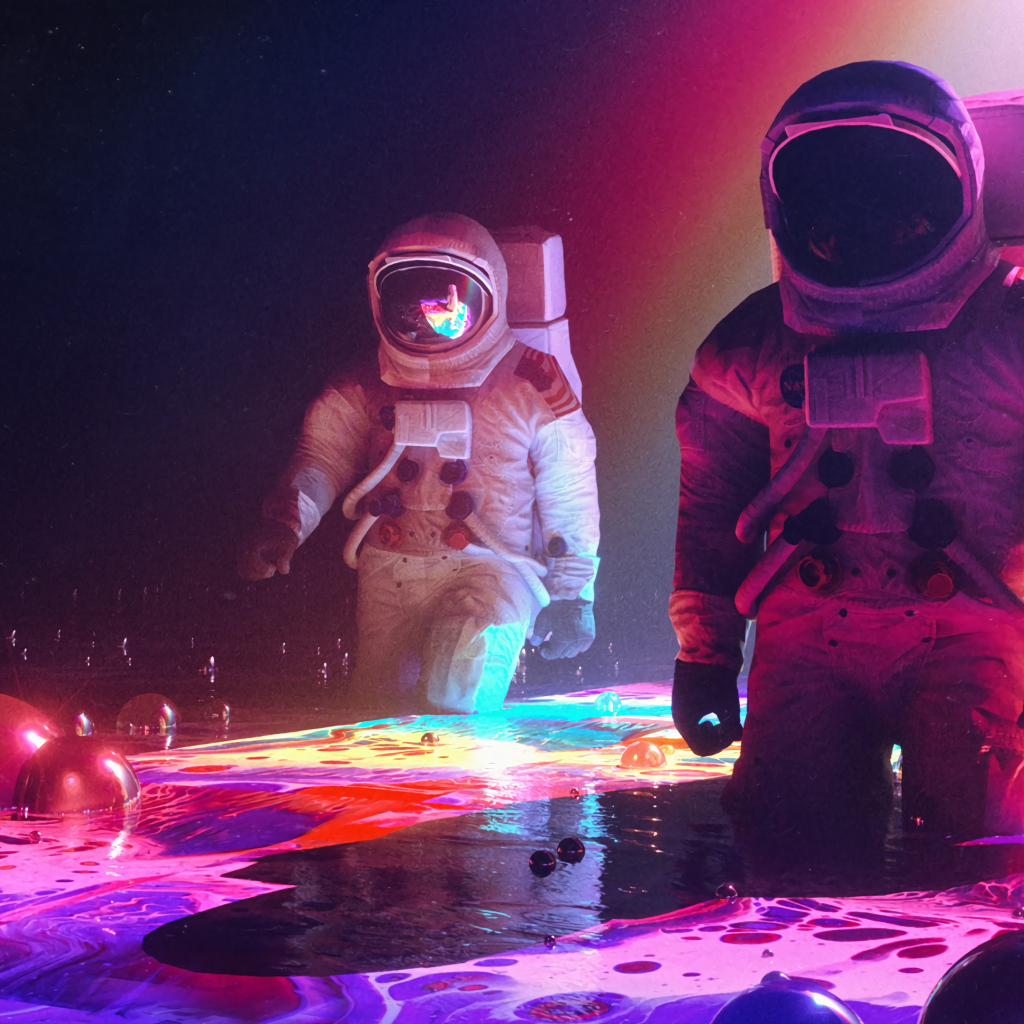 Два астронавта на поверхности планеты