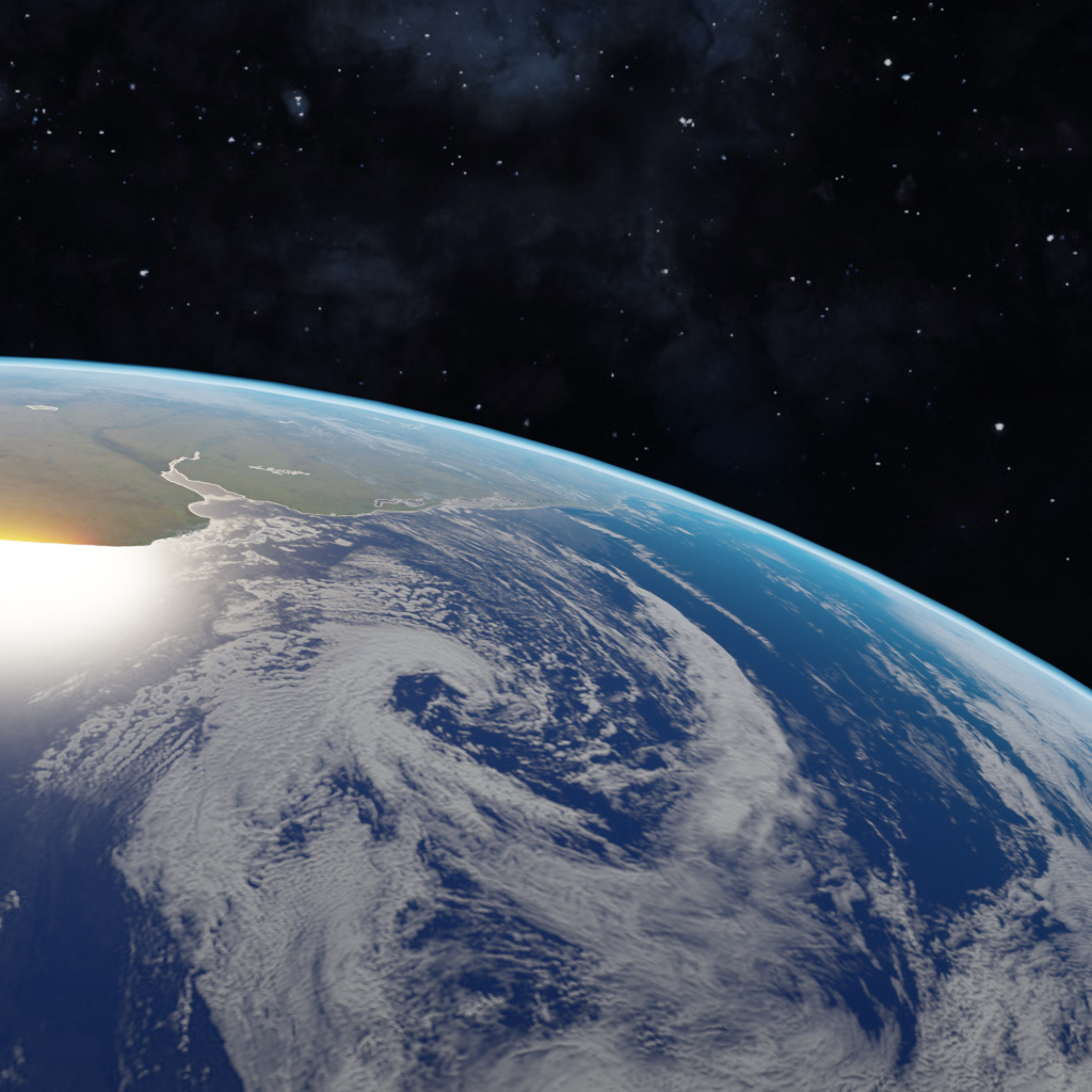 Вид на голубую планету Землю с темного космоса