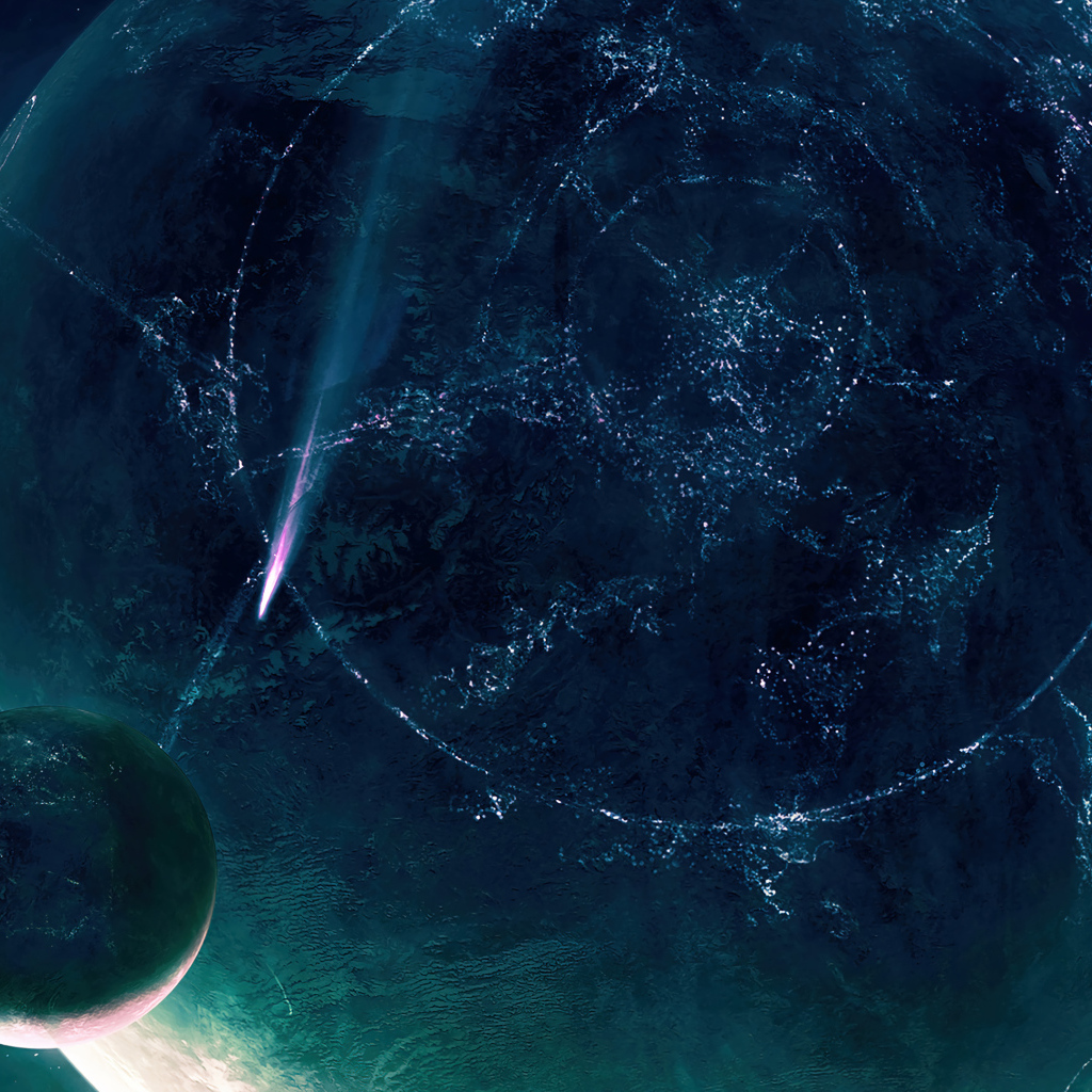 Вид на планеты в открытом бескрайнем космосе 