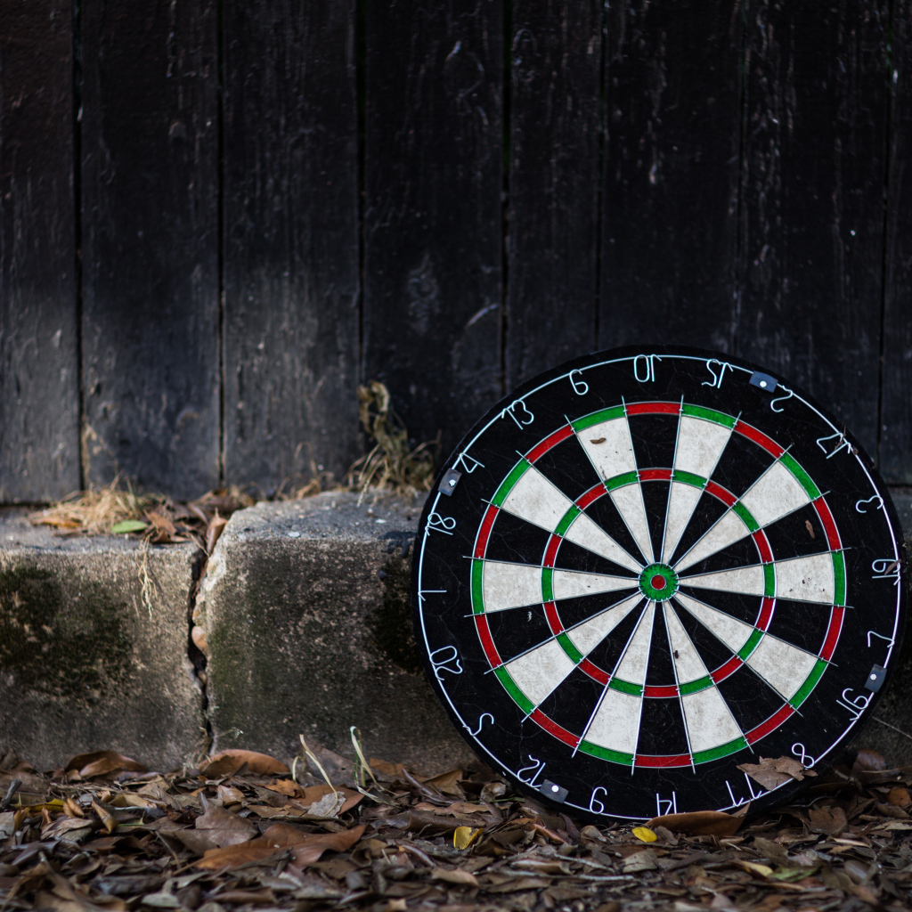 Доска мишень для дартс на земле