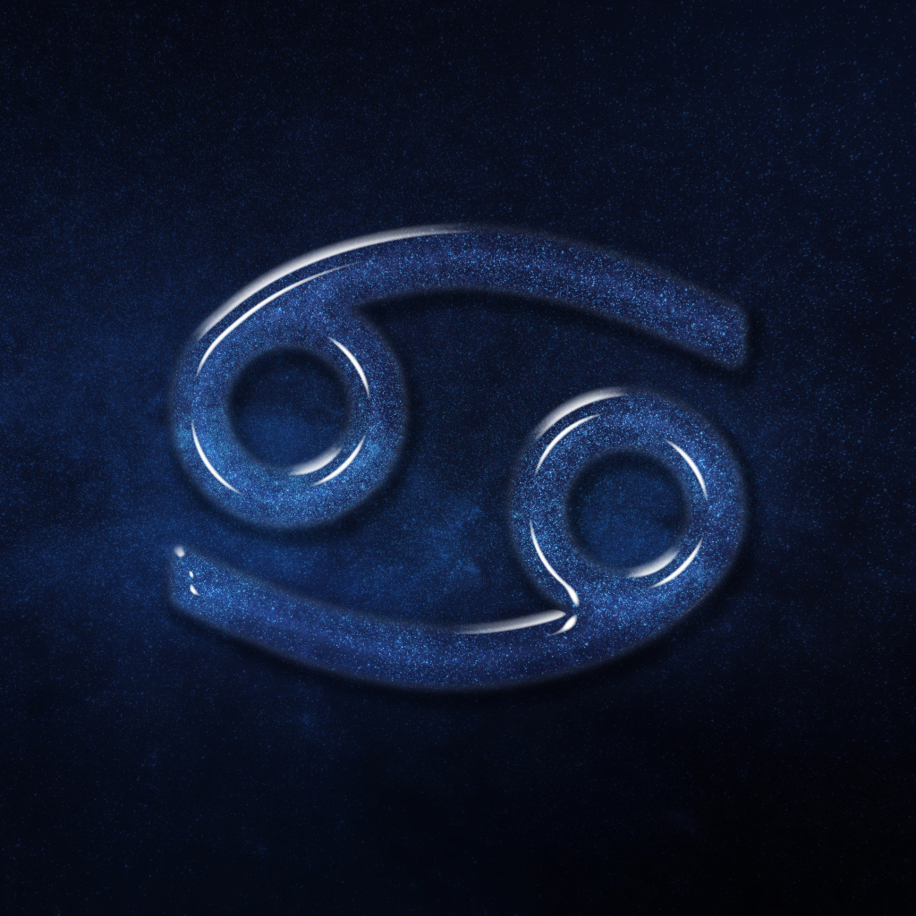 Синий блестящий знак зодиака рак