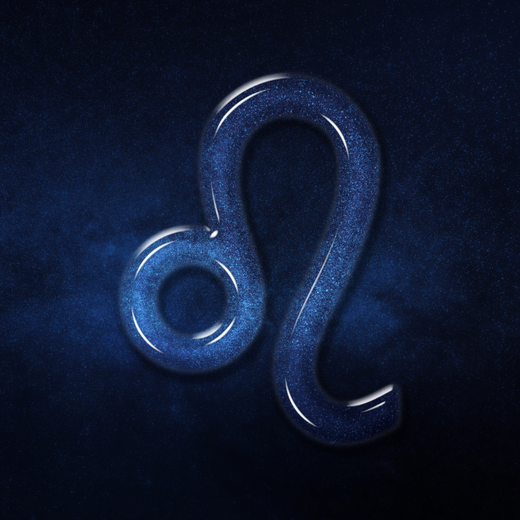 Синий блестящий знак зодиака лев