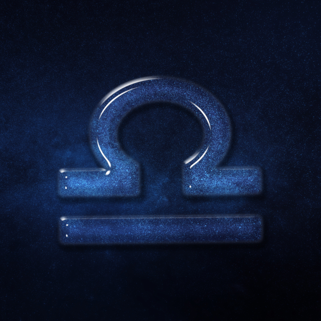 Синий блестящий знак зодиака весы 