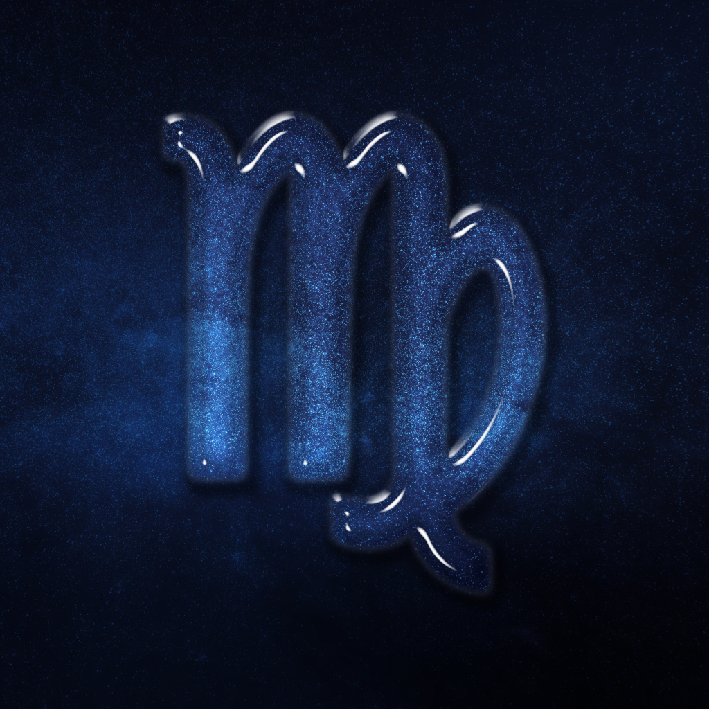 Синий блестящий знак зодиака  дева