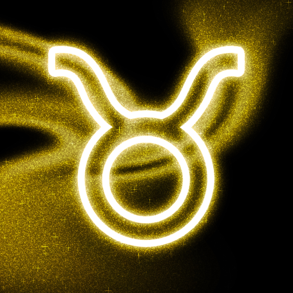 Золотистая пыль со знаком зодиака телец на черном фоне