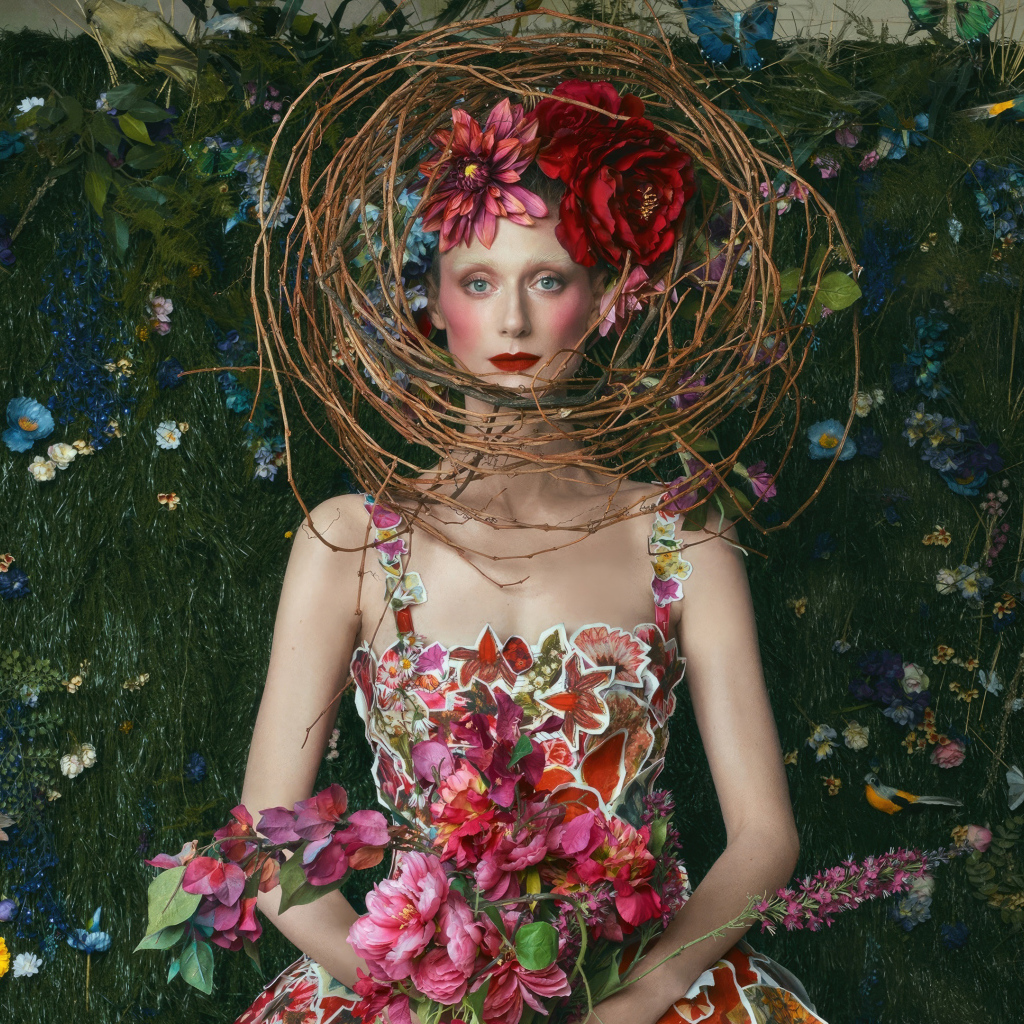 Актриса Элизабет Дебики в ярком цветочном образе