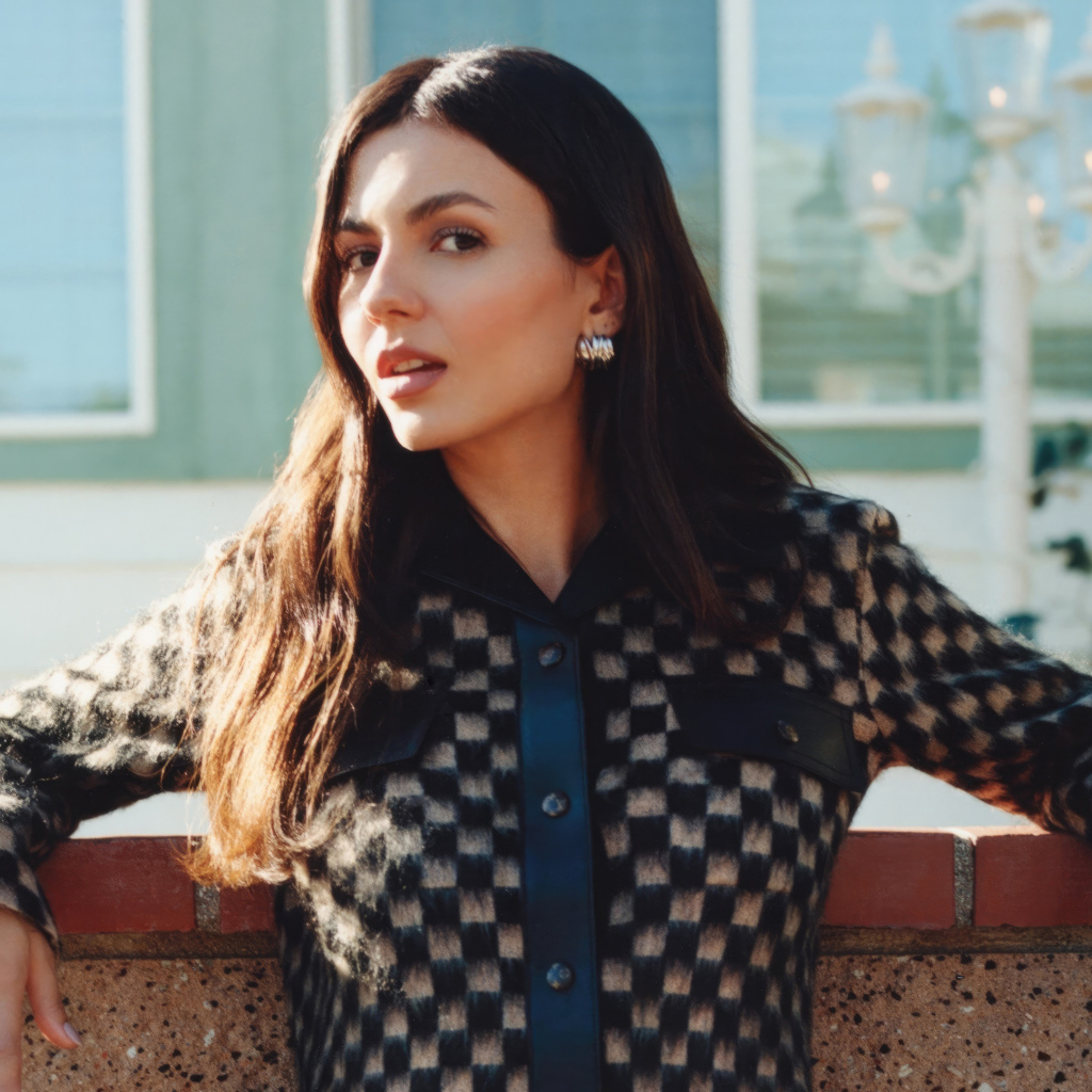 Актриса Виктория Джастис в теплой кофте