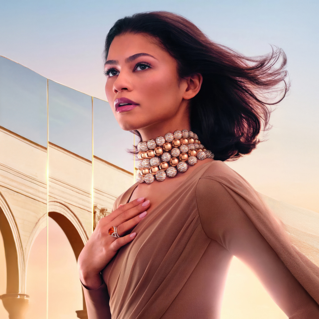 Актриса Зендая с украшениями на шее