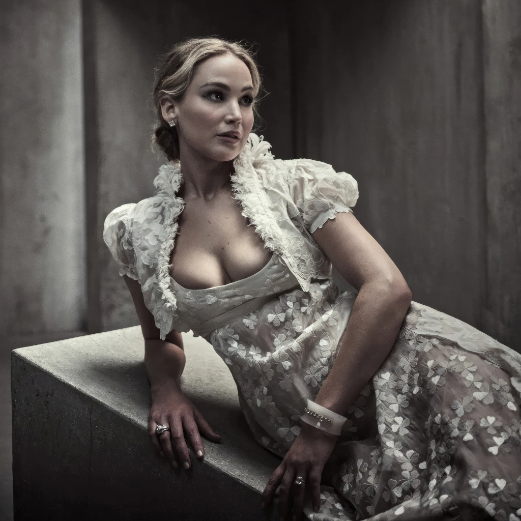 Американская актриса Дженнифер Лоуренс  в красивом платье