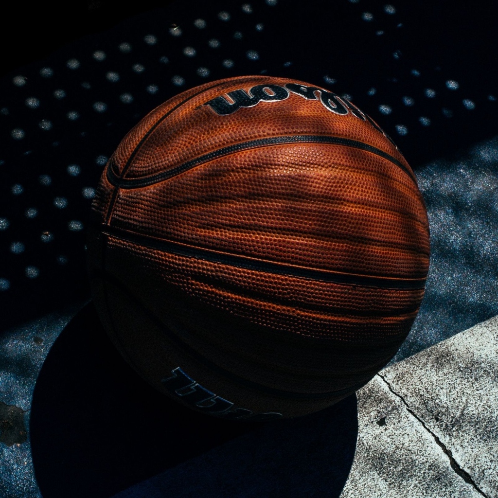 Большой кожаный баскетбольный мяч