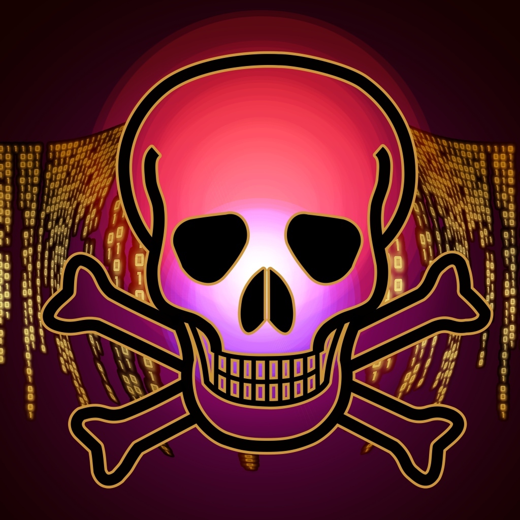 Череп вирус на бинарном коде