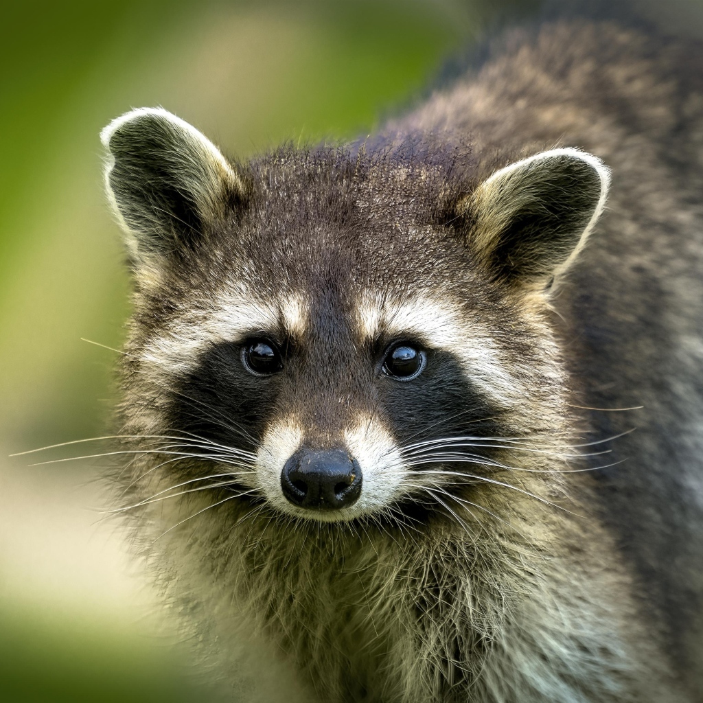 Милый енот с черным носом