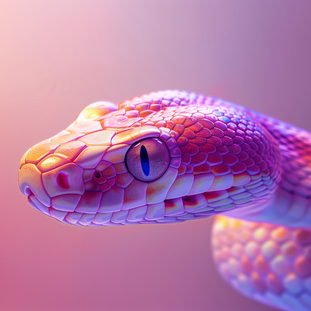 Розовая змея с большими глазами 