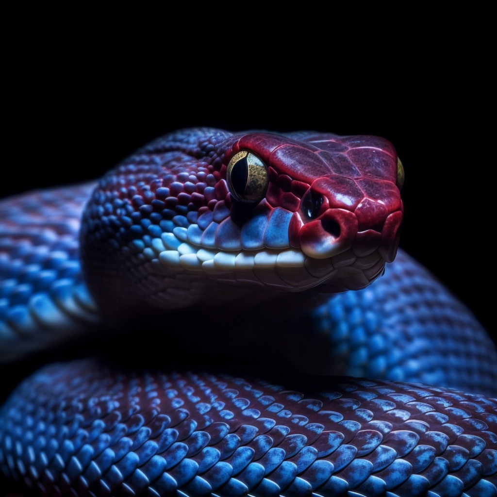 Фиолетовая змея на черном фоне