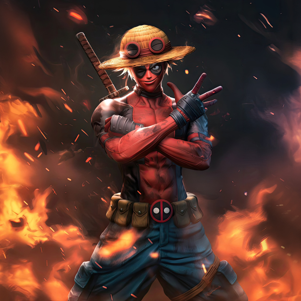 Персонаж Манки Д. Луффи в образе Дэдпула